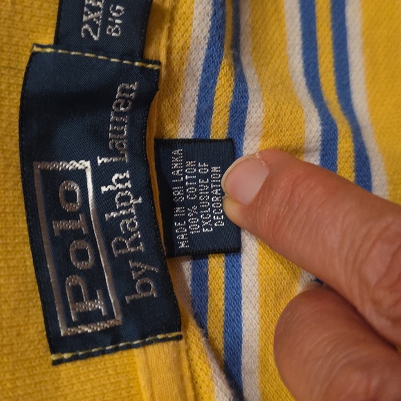 Polo Ralph Lauren Men's Yellow and Blue Striped Polo Shirt Short Sleeve 2XB Big - Picture 4 of 8